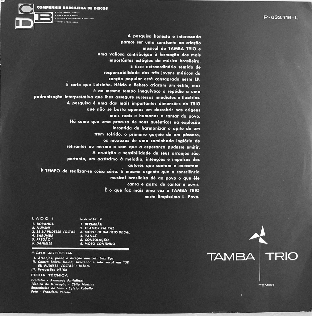 Tamba Trio - Tempo (LP usado) | Tracks Rio